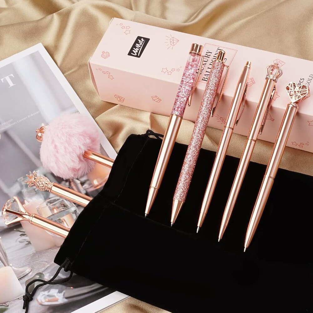 8Pcs Ballpoint Pens Set Metal Crystal Diamond Pen Glitter for Journaling Pen Bli - Picture 3 of 9